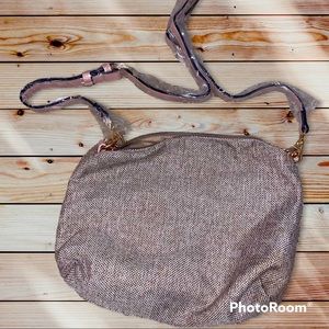 Preppy Shoulder Bag Small Purse tweed pink adjustable strap gold gray zip cute